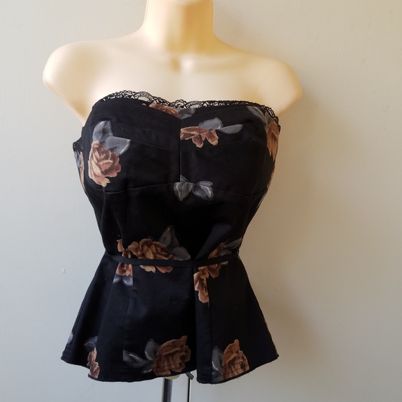 White House Black Market Tops - Women's Black Tan Tie Waist Corset